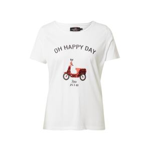 Zwillingsherz Tričko 'Oh Happy Day'  biela / červená / čierna