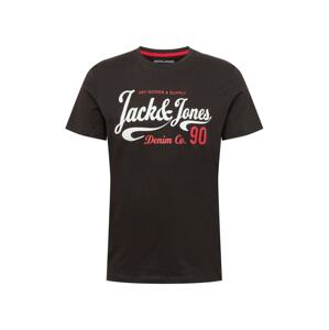 JACK & JONES Tričko 'MOON'  grenadínová / čierna / biela