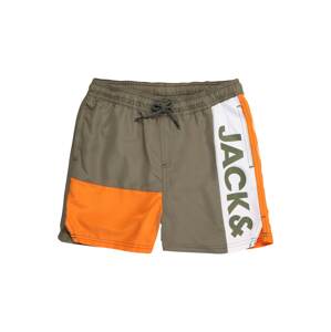 Jack & Jones Junior Plavecké šortky 'Bali'  kaki / oranžová / biela