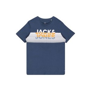 Jack & Jones Junior Tričko 'BRIXI'  námornícka modrá / biela / oranžová
