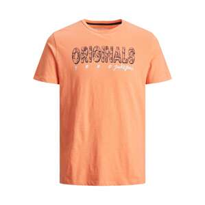 JACK & JONES Tričko 'LEFO'  oranžová melírovaná / biela / tmavomodrá
