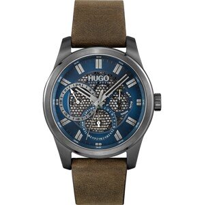 HUGO Analógové hodinky '#SKELETON'  sivá / modrá / hnedá
