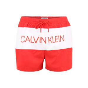 Calvin Klein Swimwear Plavecké šortky 'DRAWSTRING'  svetločervená / biela