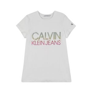 Calvin Klein Jeans Tričko  biela / ružová / strieborná / hnedá / čierna