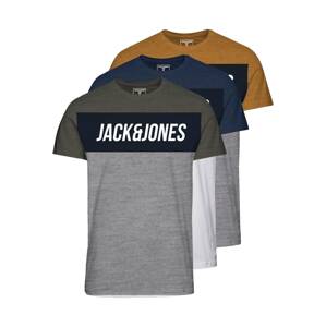 Jack & Jones Junior Tričko 'Temp'  námornícka modrá / horčicová / sivá melírovaná / kaki / biela