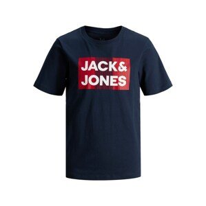 Jack & Jones Junior Tričko 'ECORP'  tmavomodrá / grenadínová / biela