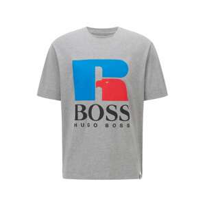 BOSS Casual Tričko 'Russell Athletic'  sivá melírovaná / modrá / svetločervená / čierna