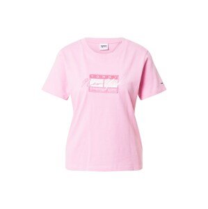 Tommy Jeans Tričko  svetloružová / ružová / biela