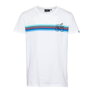 recolution T-Shirt 'BIKESTRIPE'  biela / modrá / nebesky modrá / čierna / tmavočervená