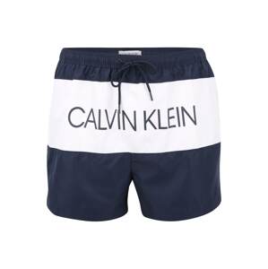 Calvin Klein Swimwear Plavecké šortky 'DRAWSTRING'  čierna / biela