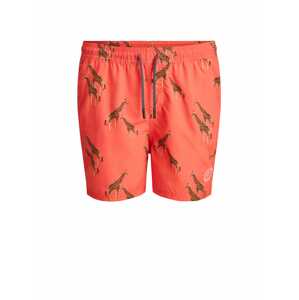 Jack & Jones Junior Plavecké šortky 'Bali'  koralová / hnedá / biela
