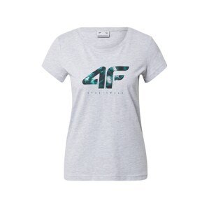 4F Funkčné tričko  sivá melírovaná / smaragdová