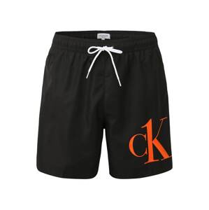 Calvin Klein Swimwear Plavecké šortky  čierna / biela / oranžová