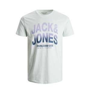 JACK & JONES Tričko 'Saturn'  biela / fialová / námornícka modrá
