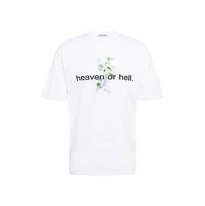9N1M SENSE T-Shirt 'Heaven or Hell'  biela / čierna / trávovo zelená