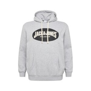 Jack & Jones Plus Mikina 'History'  čierna / sivá melírovaná / biela