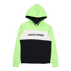 Jack & Jones Junior Mikina  svetlozelená / biela / čierna