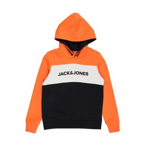 Jack & Jones Junior Mikina  neónovo oranžová / biela / čierna