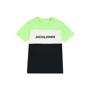 Jack & Jones Junior Tričko  čierna / biela / neónovo zelená