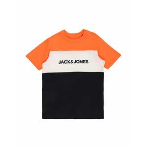 Jack & Jones Junior Tričko  neónovo oranžová / biela / čierna
