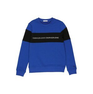 Calvin Klein Jeans Mikina 'COLOUR BLOCK LOGO SWEATSHIRT'  modrá / čierna / biela