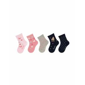 STERNTALER Ponožky  námornícka modrá / sivá melírovaná / ružová / svetloružová