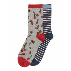Thought Ponožky 'JULIET'  sivá melírovaná / námornícka modrá / červená / biela