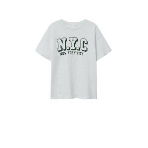 MANGO TEEN T-Shirt 'CAMISETA NYC'  sivá melírovaná / jedľová