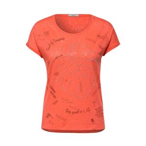 CECIL T-Shirt  oranžová / strieborná / tmavočervená