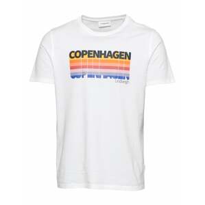 Lindbergh Tričko 'Copenhagen'  biela / tmavomodrá / žltá / oranžová