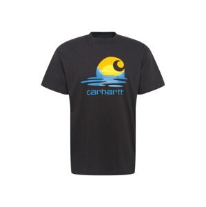 Carhartt WIP Tričko 'Lagoon'  čierna / žltá / šafránová / kráľovská modrá