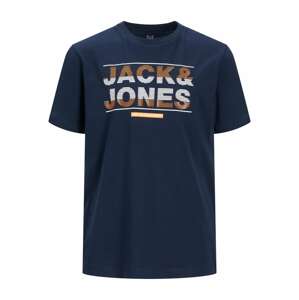 Jack & Jones Junior Tričko 'Mount'  námornícka modrá / biela / čierna / oranžová