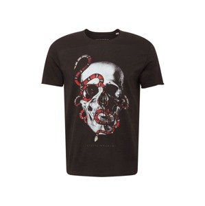 EINSTEIN & NEWTON Tričko 'Lux Skull'  čierna / svetlosivá / červená
