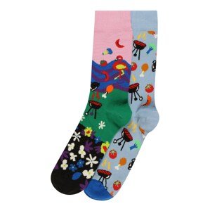 Happy Socks Ponožky  trávovo zelená / svetloružová / čierna / modrá