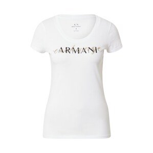 ARMANI EXCHANGE Tričko  biela / zlatá / čierna