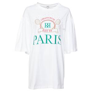 River Island Oversize tričko 'Paris'  biela / smaragdová / grenadínová