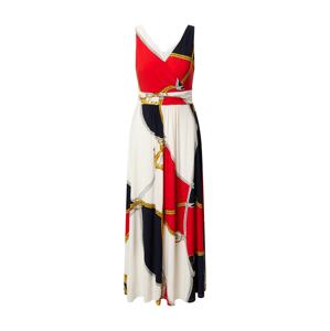 Lauren Ralph Lauren Večerné šaty 'ABAGAIL'  červená / tmavomodrá / biela / zlatá