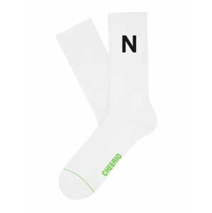 CHEERIO* Ponožky 'ALPHABEST N'  biela / čierna / limetová