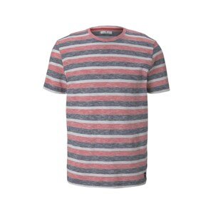 TOM TAILOR T-Shirt  pastelovo červená / biela / tmavosivá