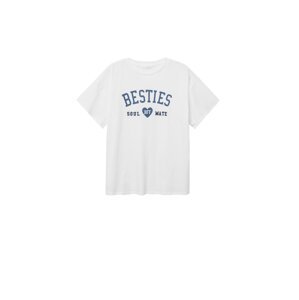 MANGO TEEN T-Shirt 'AWESOME'  biela / námornícka modrá