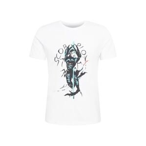 LOOKS by Wolfgang Joop T-Shirt 'Scorpio'  biela / tyrkysová / námornícka modrá