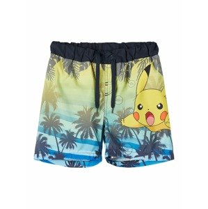 NAME IT Plavecké šortky 'Pokemon Mikka'  azúrová / tmavomodrá / svetlomodrá / žltá / svetlozelená