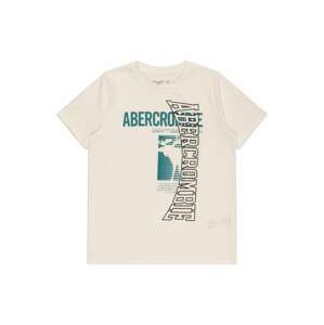 Abercrombie & Fitch Tričko  biela / smaragdová / čierna