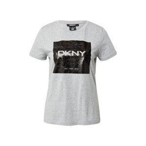 DKNY Tričko  sivá melírovaná / čierna