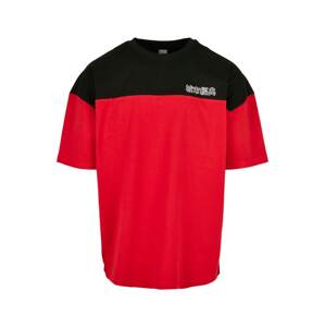 Urban Classics T-Shirt  čierna / biela / ohnivo červená