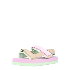 VERO MODA Remienkové sandále 'Lia'  mätová / pastelovo ružová / farba ťavej srsti