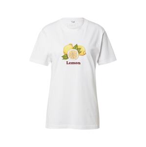 Merchcode T- Shirt 'Lemon'  biela / žltá / zelená / tmavofialová