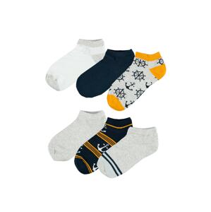 NAME IT Ponožky 'Felim'  sivá melírovaná / biela / zlatá žltá / tmavomodrá