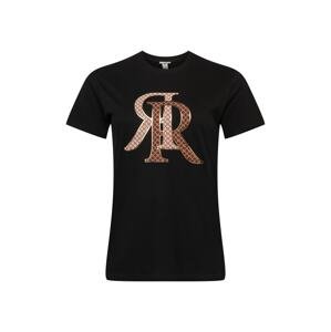 River Island Plus T-Shirt  čierna / hnedá / ružová