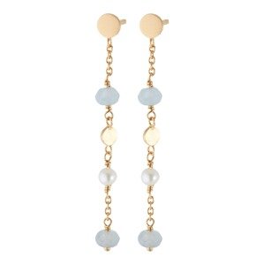 Pernille Corydon Jewellery Náušnice 'Afterglow Sea'  zlatá / perlovo biela / azúrová